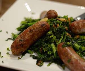 Our famous pork sausage with sautéed broccoli rabe